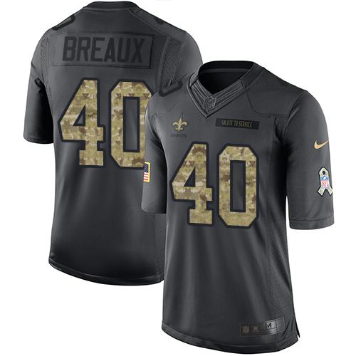 Nike Saints #40 Delvin Breaux Black Men's Stitched NFL Limited 2016 Salute To Service Jersey